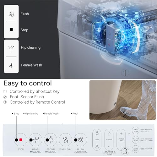Casta Diva Smart Toilet with Wider Heated Seat, Warm Water Bidet, Foot Sensor Auto Flushing, 1.28GPF Modern White Japanese Toilets for Bathrooms (CD-K020)