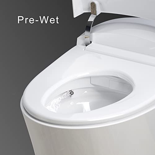 HOROW Heated Toilet, Modern Smart Toilet, Upgraded Self Cleaning One Piece Toilet with Warm Elongated Seat, White Tankless Toilet with Blackout Flush