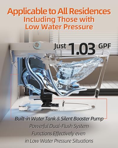 LW Smart Toilet with Bidet Built in, One Piece Elongated Modern Bidet Toilet w/Pump-Assisted Auto Flush, Foot Sensor, Heated Seat, Warm Water & Dryer, LED Display, Night Light, Built-in Water Tank
