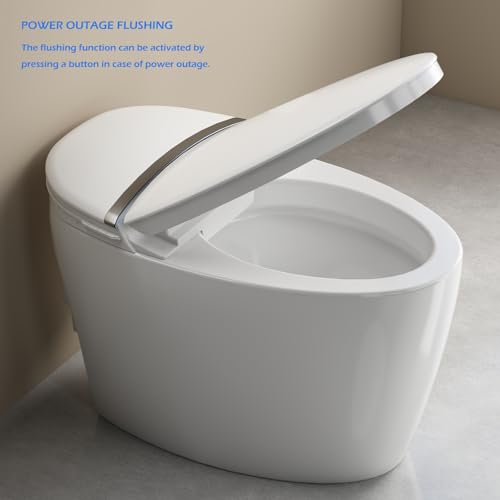 Smart Bidet Toilet with Heated Seat, Modern One Piece Tankless Toilet with Auto Flush, Foot Sensor Flush, Power Outage Flush, IPX4 Waterproof, LED Nightlight, Soft Close.