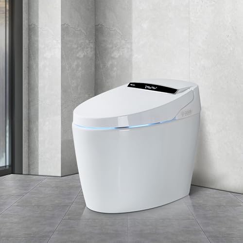 Smart Toilets for Bathrooms, Smart Toilets with Heated Bidet Seat, Luxury Smart Toilet with Automatic Flush and Foot Feel Flush, Portable Bidet toilet with Dryer and Warm Water, White