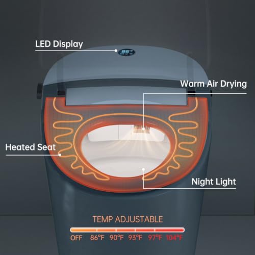 EPLO Smart Toilet Bidet with Tank,Auto Open/Close Lid,Heated seat,Dual Auto Flush, Foot Sensor Operation,LED Display,Modern Elongated One Piece Bidet Toilets for Bathrooms E18PRO