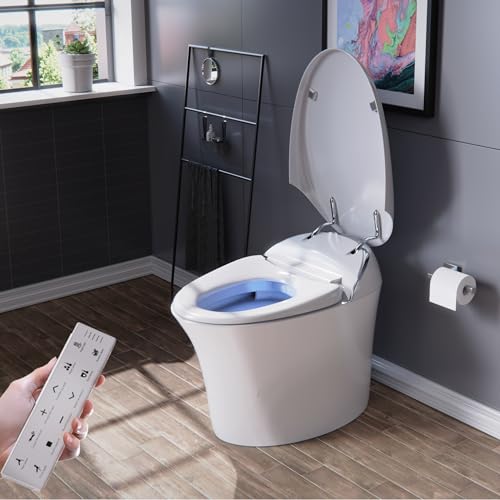 ELLAI Luxury Smart Toilet with Bidet Built In, ADA Bidet Toilet with Remote Control,Elongated Japanese Toilet with Automatic Opening/Auto Flush/Deodorization/Heated Seat/Warm Water/Air Drying