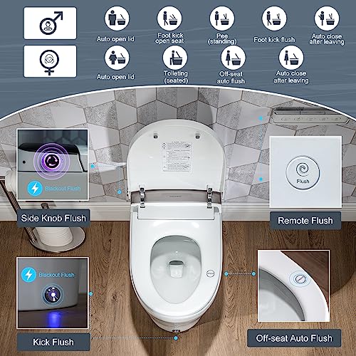 Casta Diva Smart Toilet with Bidet Built-in, Auto Open/Close/Flush, 1.28GPF Tankless Bidet Toilet for Bathrooms, Modern Toilets with Remote Control