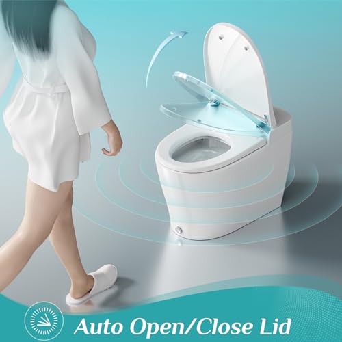 HOROW Luxury Smart Toilet, Upgraded and Modern with Bidet Built-in, Tankless Toilet with Automatic Powerful Flush, Auto Open/close Lid, Heated Bidet Seat, Instant Warm Water