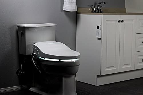 ALPHA BIDET JX2 Elongated Bidet Toilet Seat, White, Endless Warm Water, NEW* Bowl Mist, LED Light, Quiet Operation, Wireless Remote, Stainless Steel Nozzle, Sittable Lid, 3 Year Warranty
