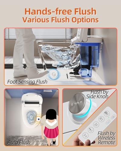 LW Smart Toilet with Bidet Built in, One Piece Elongated Modern Bidet Toilet w/Pump-Assisted Auto Flush, Foot Sensor, Heated Seat, Warm Water & Dryer, LED Display, Night Light, Built-in Water Tank