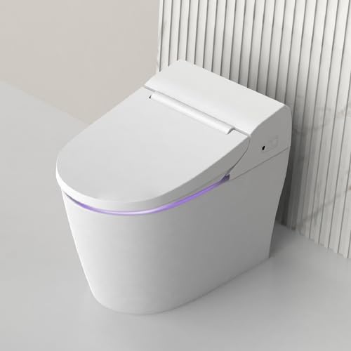 VOVO TCB-8100W Smart Bidet Toilet for bathrooms, One Piece Integrated Toilet with bidet built in, Auto Dual Flush, LED Light, Heated Seat, Warm Water Made in Korea - Elongated