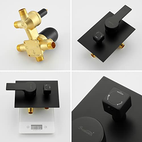 SHAMANDA Shower System with Waterfall Tub Spout and Handheld Shower Head, 10" Rain Shower Faucet Sets Complete with Shower Round-in Valve and Trim Wall Mount, Matte Black, L1010-7