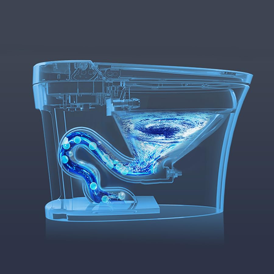 Heated Seat Smart Toilet without Bidet, Upmarket Compact Dual Flush Toilet 1/1.28 GPF, Tank Less Toilet with Adjustable Temp, Foot Sensor Flush, White Night Light, Knob Control, Power Out