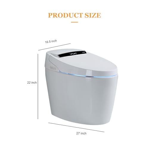 Smart Toilets for Bathrooms, Smart Toilets with Heated Bidet Seat, Luxury Smart Toilet with Automatic Flush and Foot Feel Flush, Portable Bidet toilet with Dryer and Warm Water, White