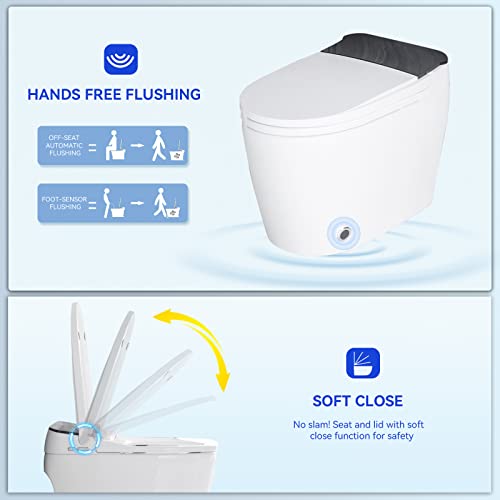 Smart Toilet with Bidet Built in, Bidet Toilet with Heated Seat, Automatic Flush, Dryer, Night Light, Digital Display
