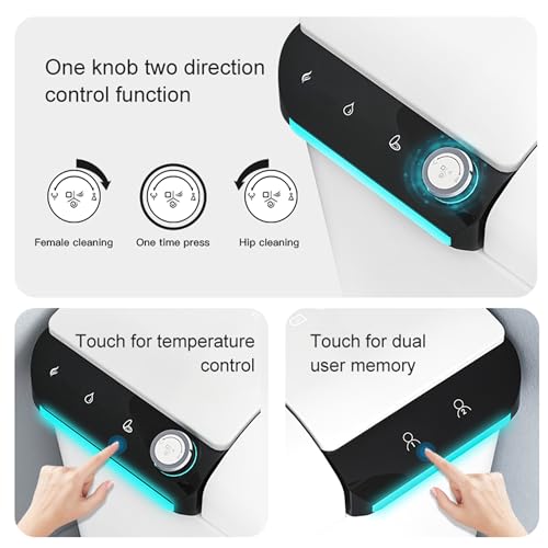 Smart Toilet with Auto Open/Close Lid, Bidet Toilet Pump-assisted, Blackout Flush, Heated Seat, Dual Auto Flush, Warm Water, Foot Sensor Operation, Tankless Elongated Toilets with LED Display