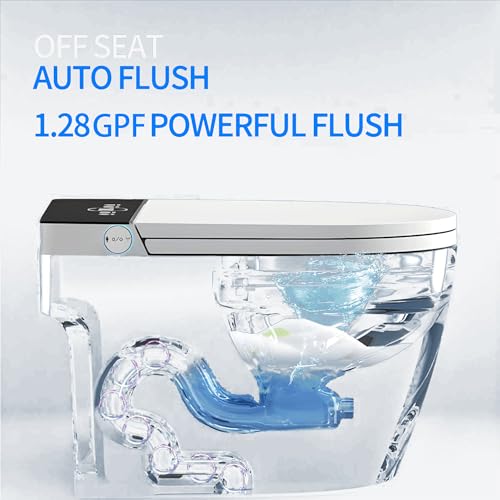 OPPAIV smart toilet with bidet built in One-piece Bidet Toilet Seat,Foot Sensor Flushing, Heated Seat and Multi-Functional Remote Control Night Light,LED Display