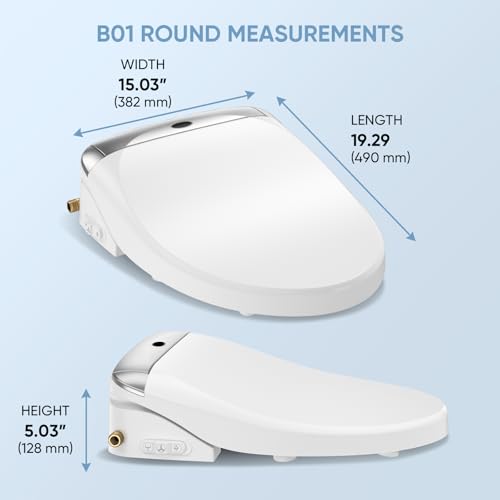 LEIVI Smart Bidet Toilet Seat with Wireless Remote and Side Panel, Multiple Spray Modes, Adjustable Heated Seat, Warm Water and Air Dryer, Auto LED Nightlight, Round