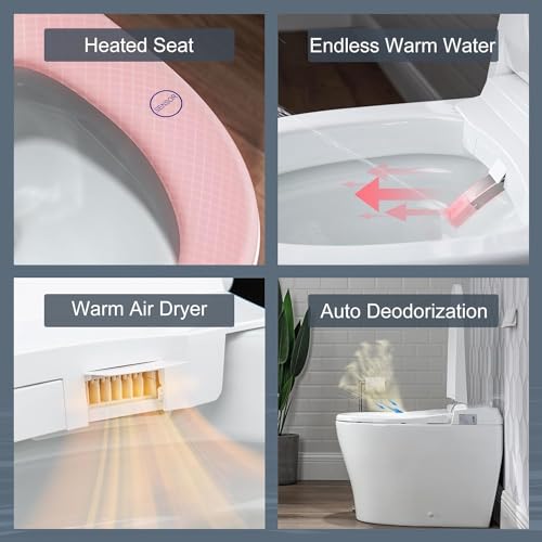 Casta Diva Smart Toilet with Bidet Built-in, Auto Open/Close/Flush, 1.28GPF Tankless Bidet Toilet for Bathrooms, Modern Toilets with Remote Control