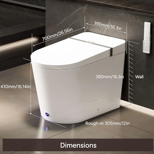 Casta Diva Smart Toilet with Wider Heated Seat, Warm Water Bidet, Foot Sensor Auto Flushing, 1.28GPF Modern White Japanese Toilets for Bathrooms (CD-K020)