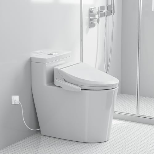ZMJH ZMA102 Bidet Toilet Seat, Elongated Smart Unlimited Warm Water, Vortex Wash, Electronic Heated, Warm Air Dryer, Rear and Front Wash, LED Light, Need Electricity, White, (Elongated)