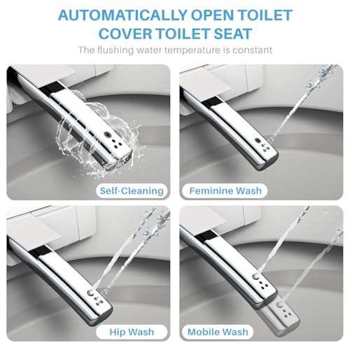 Smart Toilet with Remote/Foot Sensor/Heated Seat/Various Washing Settings, One-Piece-Bidet-Toilet with Knob Control/Auto Shut-off