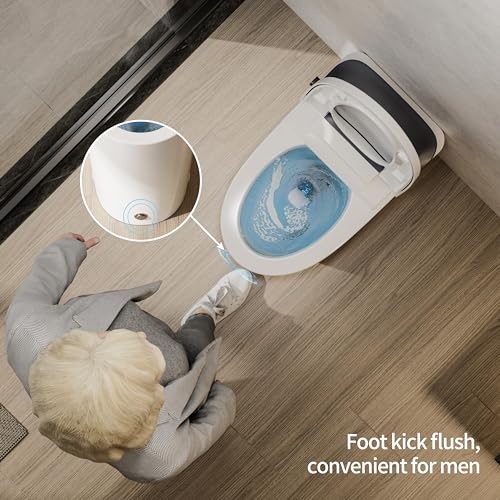 CASTA DIVA CD-W10V Non-electric One Piece Elongated Bidet Toilet for Bathroom, Built-in Air Pressure-Assisted System for Power Flush,Footkick Flush,Soft Open and Close, 1.0GPF