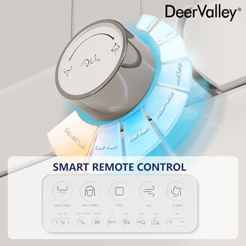 DeerValley Smart Toilet, Tankless Elongated Electric One Piece Toilet with Smart Bidet, Smart Toilet Bidet Seat 1.28 GPF for in White with Seat Heating, Remote Control