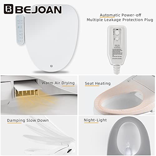 Bejoan Z1 Elongated Smart Toilet Seat, Unlimited Warm Water, Vortex Wash, Electronic Heated,Warm Air Dryer,Bidet Seat,Rear and Front Wash, LED Light, Quite Operation, Need Electrical,White