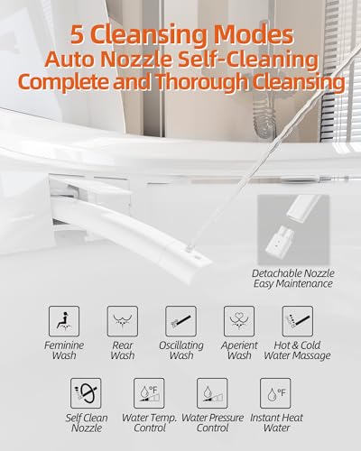LW Smart Toilet with Bidet Built in, One Piece Elongated Modern Bidet Toilet w/Pump-Assisted Auto Flush, Foot Sensor, Heated Seat, Warm Water & Dryer, LED Display, Night Light, Built-in Water Tank