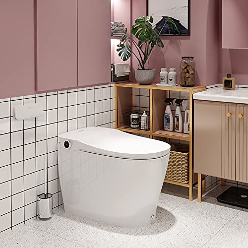 HOROW Upgraded Integrated Smart Toilet, Premium Automatic Power Flush One Piece Toilets with Power Flush Core & Intelligent Chip Built in, Heated Bidets Seat with Instant Warm Water