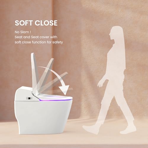 VOVO TCB-8100W Smart Bidet Toilet for bathrooms, One Piece Integrated Toilet with bidet built in, Auto Dual Flush, LED Light, Heated Seat, Warm Water Made in Korea - Elongated