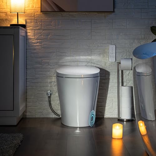 WOODBRIDGE B0970S One Piece Elongated Smart Tankless Bidet Toilet, ADA Height, Auto Flush, Foot Sensor Operation, Heated Seat with Integrated Multi Function Remote Control in White
