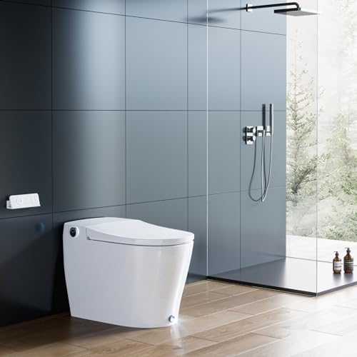 HOROW Luxury Smart Toilet, Upgraded and Modern with Bidet Built-in, Tankless Toilet with Automatic Powerful Flush, Auto Open/close Lid, Heated Bidet Seat, Instant Warm Water
