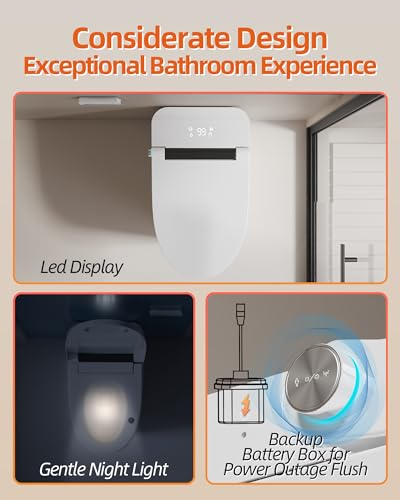 LW Smart Toilet with Bidet Built in, One Piece Elongated Modern Bidet Toilet w/Pump-Assisted Auto Flush, Foot Sensor, Heated Seat, Warm Water & Dryer, LED Display, Night Light, Built-in Water Tank