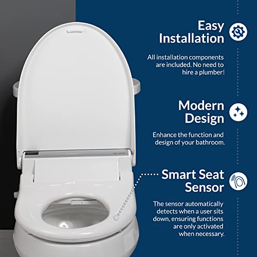 Bio Bidet BB2000 Bliss Electric Bidet Toilet Seat, Warm Water with Air Dryer, Heated Seat with Sensor and Slow Close Lid, Night Light, Remote Control, Elongated, White