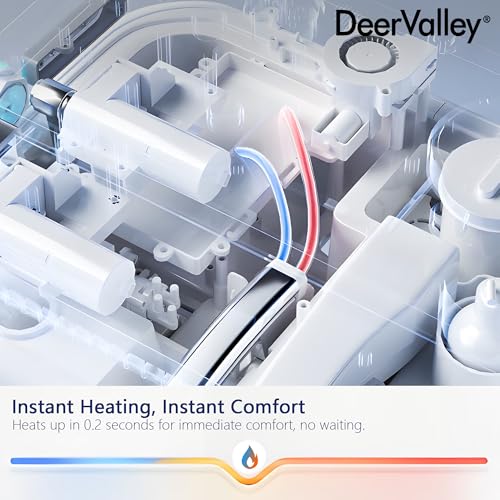 DeerValley Smart Toilet, Tankless Elongated Electric One Piece Toilet with Smart Bidet, Smart Toilet Bidet Seat 1.28 GPF for in White with Seat Heating, Remote Control