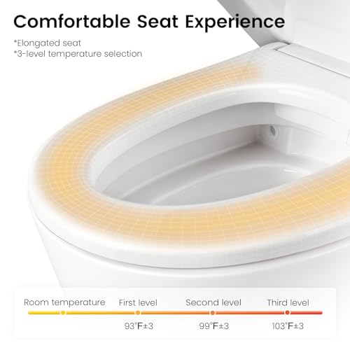 Smart Toilet, Modern One Piece Elongated Bidet with Built-in Water Tank, Assisted Pump, Heated Seat, 1.06 GPF Auto Flush, Warm Water, Remote and Foot Kick Operation, Plus Blackout Flush Feature