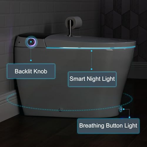 Casta Diva Smart Toilet with Bidet Built-in, Auto Open/Close/Flush, 1.28GPF Tankless Bidet Toilet for Bathrooms, Modern Toilets with Remote Control