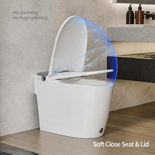CASTA DIVA CD-W10V Non-electric One Piece Elongated Bidet Toilet for Bathroom, Built-in Air Pressure-Assisted System for Power Flush,Footkick Flush,Soft Open and Close, 1.0GPF