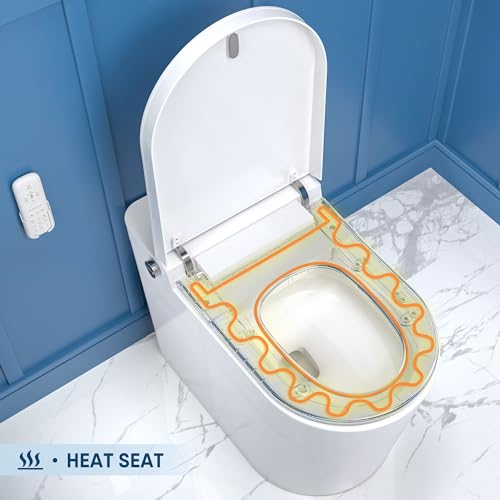 ARRISEA Smart Bidet Toilet with Auto-open/close Lid, Auto Flush Smart Toilet with Warm Water Washing, Heated Bidet Seat, Adjustable Dryer, Toilet with Bidet and LED Display