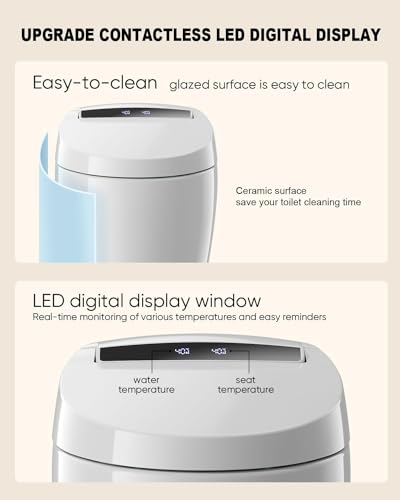 Loupusuo Smart Bidet Toilet, One Piece Bidet Toilet for Bathrooms with Warm Water,Dual Auto Flush, Foot Sensor Operation, Heated Bidet Seat,Electric Tankless Toilets with LED Display