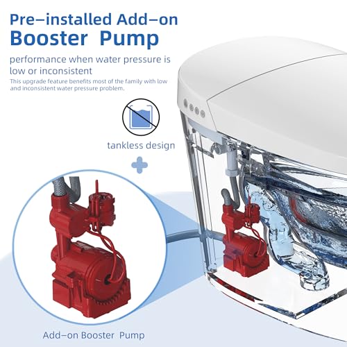 WOODBRIDGE B0970S One Piece Elongated Smart Tankless Bidet Toilet, ADA Height, Auto Flush, Foot Sensor Operation, Heated Seat with Integrated Multi Function Remote Control in White