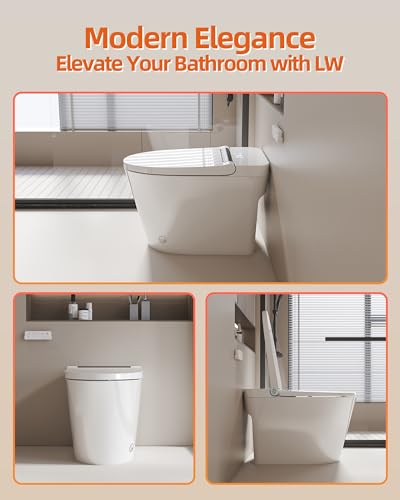 LW Smart Toilet with Bidet Built in, One Piece Elongated Modern Bidet Toilet w/Pump-Assisted Auto Flush, Foot Sensor, Heated Seat, Warm Water & Dryer, LED Display, Night Light, Built-in Water Tank