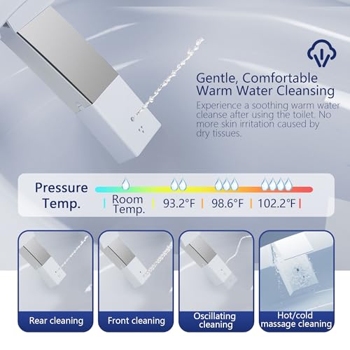 DeerValley Smart Toilet, One Piece Tankless Toilet with Bidet Built in Smart Bidet Toilet with 1.28GPF Auto Flush, Foot Kick, Blackout Flush, Warm Water, Heated Seat, Remote Control