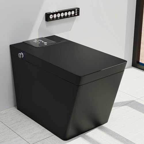 Smart Bidet Toilet for Bathroom with Remote Control, Modern Intelligent One Piece Tankless Toilet with Auto Open/Close Lid, Auto Dual Flush, Heated Bidet Seat, Warm Water and Dry.