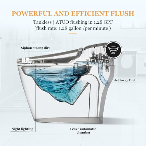 Smart Toilets for Bathrooms, Smart Toilets with Heated Bidet Seat, Luxury Smart Toilet with Automatic Flush and Foot Feel Flush, Portable Bidet toilet with Dryer and Warm Water, White