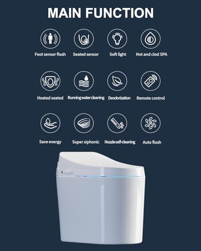 Homary Modern Small Smart Toilet Bidet, Floor Mounted Automatic Toilets for Bathroom, One-Piece Elongated Inteligente Toilet with Auto Flush,Heated Seat, Warm Water, Self Cleaning