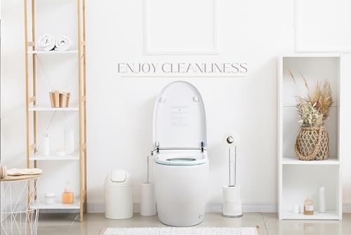 EUROTO Luxury Smart Toilet – Sleek Tankless Design with Foot-Kick Sensor, Heated Seat, Warm Dryer, Adjustable Water Pressure, Auto Open/Close Lid, Dual Flush, Night Light & Remote Control