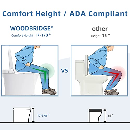 WOODBRIDGE B0970S One Piece Elongated Smart Tankless Bidet Toilet, ADA Height, Auto Flush, Foot Sensor Operation, Heated Seat with Integrated Multi Function Remote Control in White