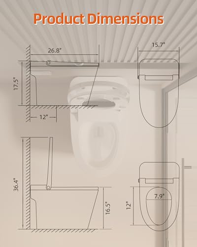 LW Smart Toilet with Bidet Built in, One Piece Elongated Modern Bidet Toilet w/Pump-Assisted Auto Flush, Foot Sensor, Heated Seat, Warm Water & Dryer, LED Display, Night Light, Built-in Water Tank