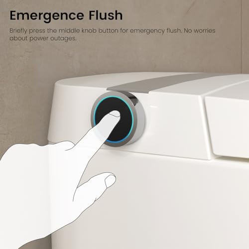 Smart Toilet, Modern One Piece Elongated Bidet with Built-in Water Tank, Assisted Pump, Heated Seat, 1.06 GPF Auto Flush, Warm Water, Remote and Foot Kick Operation, Plus Blackout Flush Feature