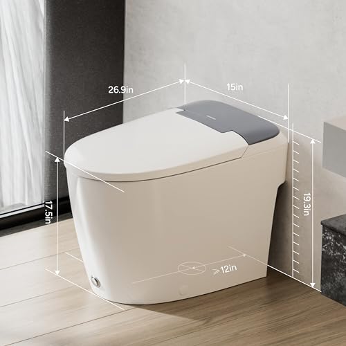 CASTA DIVA CD-W10V Non-electric One Piece Elongated Bidet Toilet for Bathroom, Built-in Air Pressure-Assisted System for Power Flush,Footkick Flush,Soft Open and Close, 1.0GPF